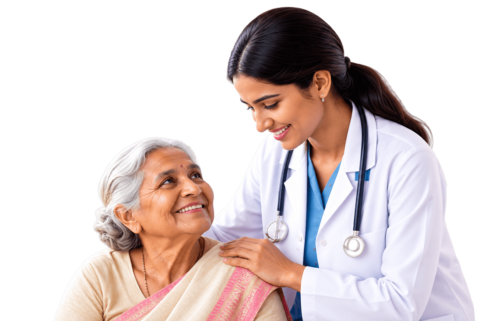 Doctor caring for a smiling senior patient
